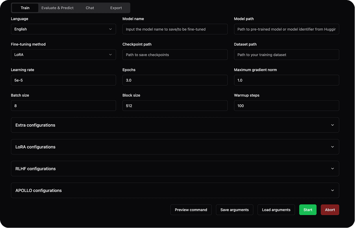 Data intelligence and training interface